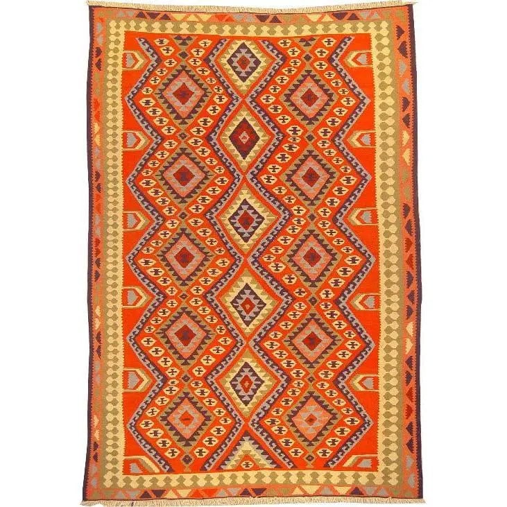 One Of The Kind Ardabil Persian Kilim 8'6" x 5'8": ABC Rugs Kilims Collection Ardabil Persian Kilim Collection And Modern Colorful Hand-Knotted Multi Area Kilim With Natural Wool And Cotton 8'6" X 5'8" Abck00180 Hand knotted and meticulously crafted b