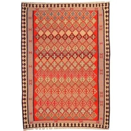 One Of The Kind Ardabil Persian Kilim 8'6" x 5'10": ABC Rugs Kilims Collection Ardabil Persian Kilim Collection And Modern Colorful Hand-Knotted Multi Area Kilim With Natural Wool And Cotton 8'6" X 5'10" Abck00183 Hand knotted and meticulously crafted 