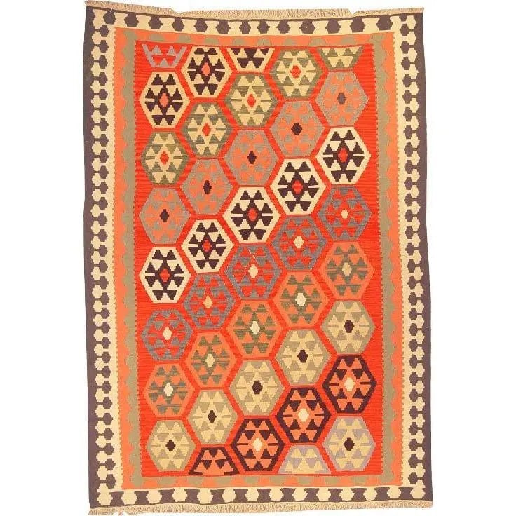 One Of The Kind Ardabil Persian Kilim 8'6" x 5'10": ABC Rugs Kilims Collection Ardabil Persian Kilim Collection And Modern Colorful Hand-Knotted Multi Area Kilim With Natural Wool And Cotton 8'6" X 5'10" Abck00171 Hand knotted and meticulously crafted 