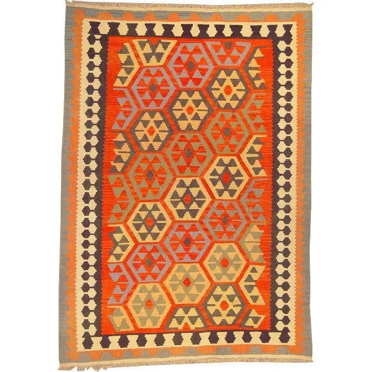 One Of The Kind Ardabil Persian Kilim 8'6" x 5'10": ABC Rugs Kilims Collection Ardabil Persian Kilim Collection And Modern Colorful Hand-Knotted Multi Area Kilim With Natural Wool And Cotton 8'6" X 5'10" Abck00132 Hand knotted and meticulously crafted 