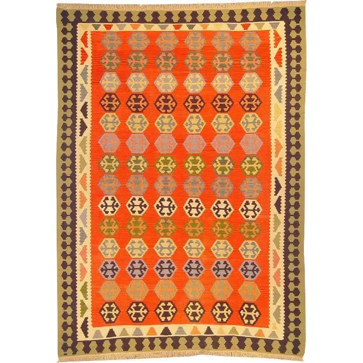 One Of The Kind Ardabil Persian Kilim 8'10" x 6'2": ABC Rugs Kilims Collection Ardabil Persian Kilim Collection And Modern Colorful Hand-Knotted Multi Area Kilim With Natural Wool And Cotton 8'10" X 6'2" Abck00140 Hand knotted and meticulously crafted 
