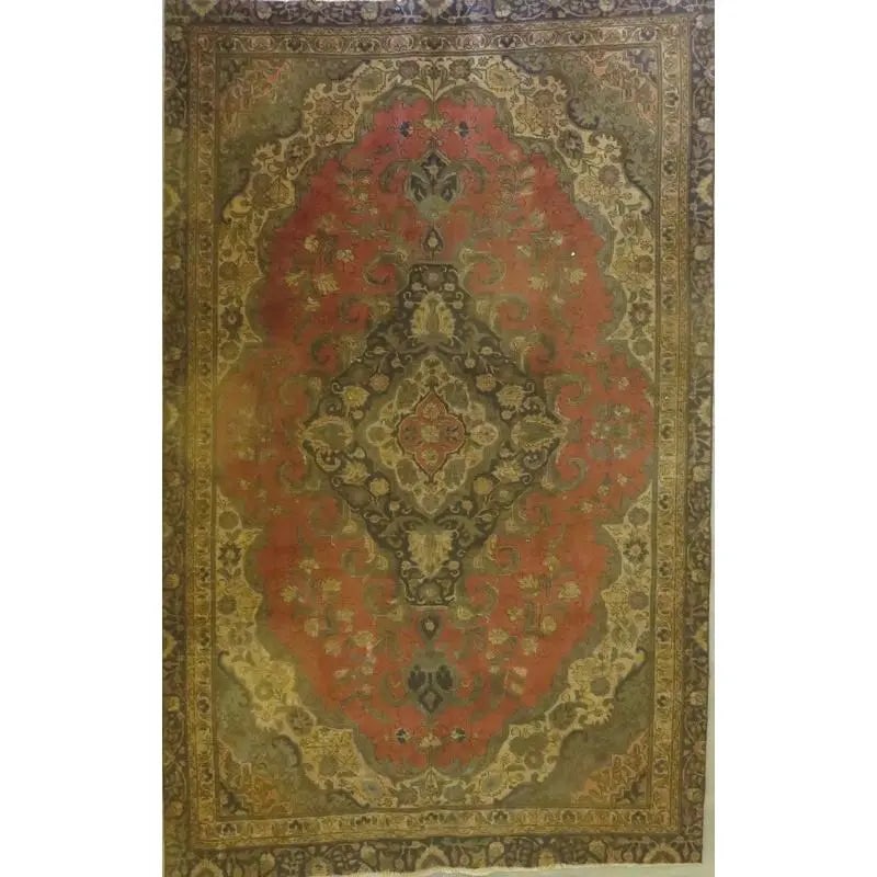 One Of The Kind Hand-Knotted Persian Wool Rug _ Luxurious Vintage Design, 12'4" x 9'2", Artisan: Hand-Knotted Persian Wool Rug _ Luxurious Vintage Design, 12'4" x 9'2", Artisan Crafted, Authentic hand-knotted traditional antique vintage Persian rugs, in excellent vintage condition with over 60 ye