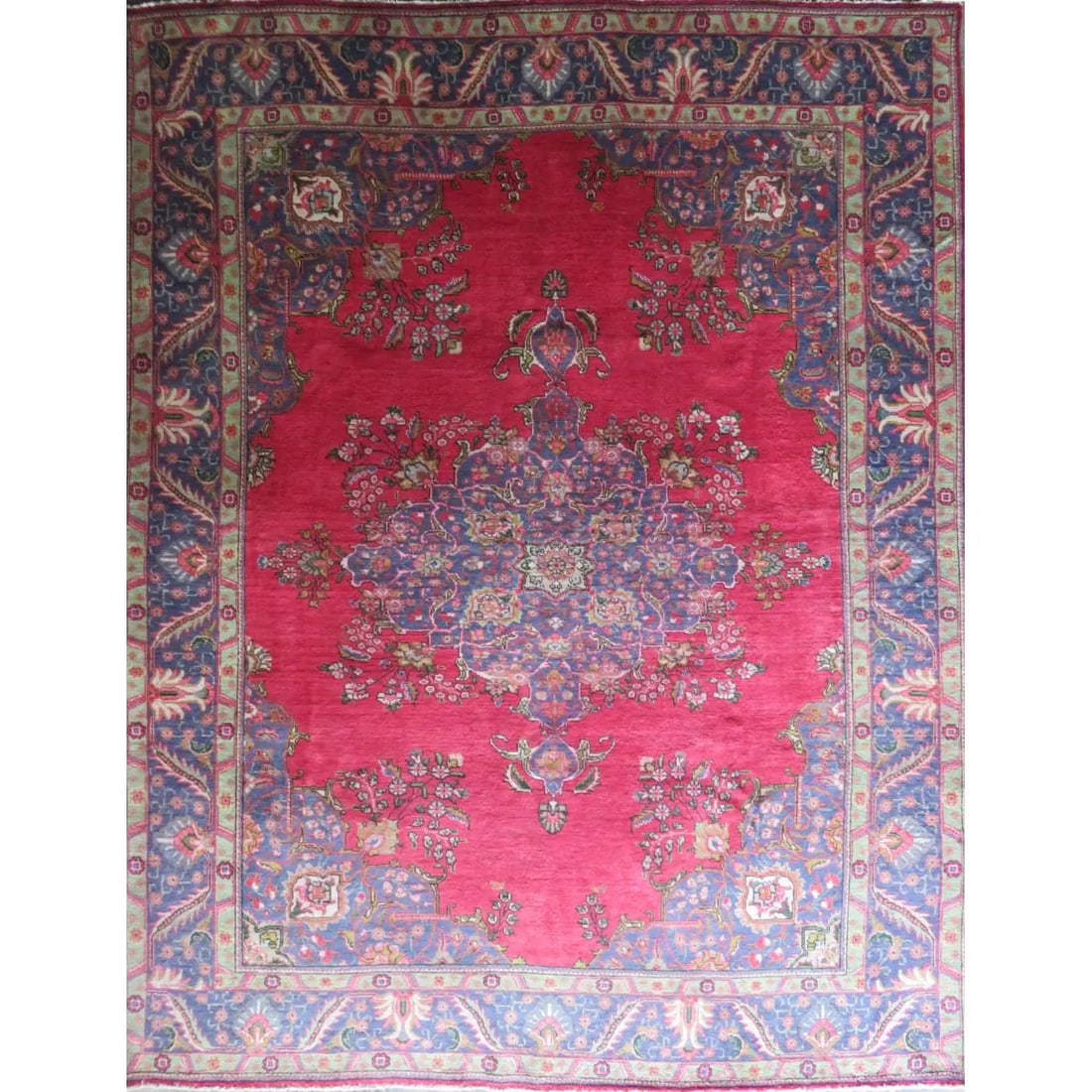 One Of The Kind Hand-Knotted Persian Wool Rug _ Luxurious Vintage Design, 11'7" x 9'5", Artisan: Hand-Knotted Persian Wool Rug _ Luxurious Vintage Design, 11'7" x 9'5", Artisan Crafted, Authentic hand-knotted traditional antique vintage Persian rugs, in excellent vintage condition with over 60 ye