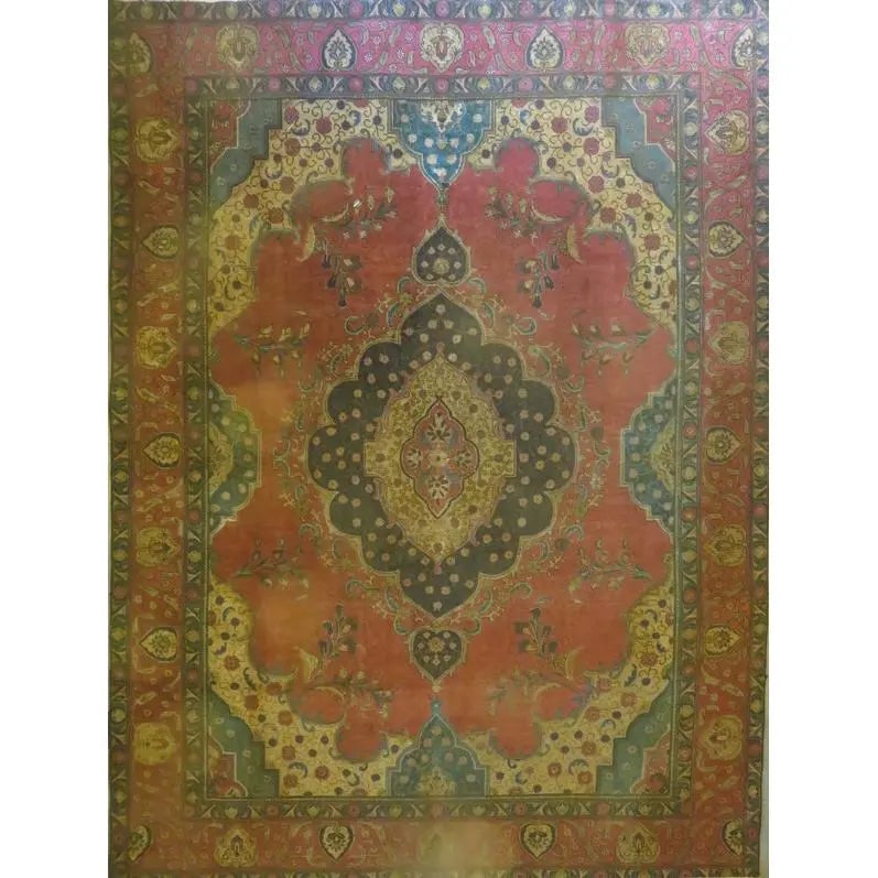 One Of The Kind Hand-Knotted Persian Wool Rug _ Luxurious Vintage Design, 10'9" x 7'7", Artisan: Hand-Knotted Persian Wool Rug _ Luxurious Vintage Design, 10'9" x 7'7", Artisan Crafted, Authentic hand-knotted traditional antique vintage Persian rugs, in excellent vintage condition with over 60 ye