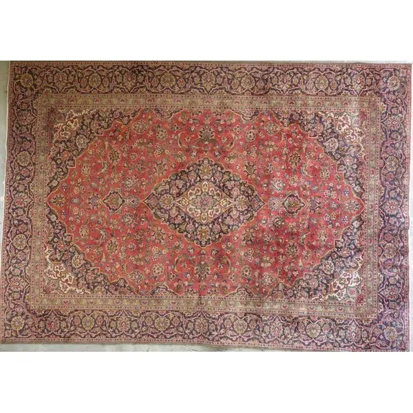 One Of The Kind Hand-Knotted Persian Wool Rug _ Luxurious Vintage Design, 10'11" x 7'5", Artisan