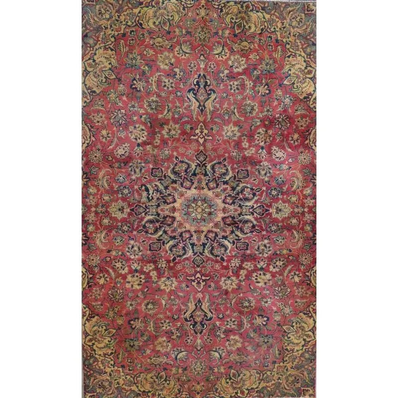 One Of The Kind Hand-Knotted Persian Wool Rug _ Luxurious Vintage Design, 10'1" x 7'3", Artisan