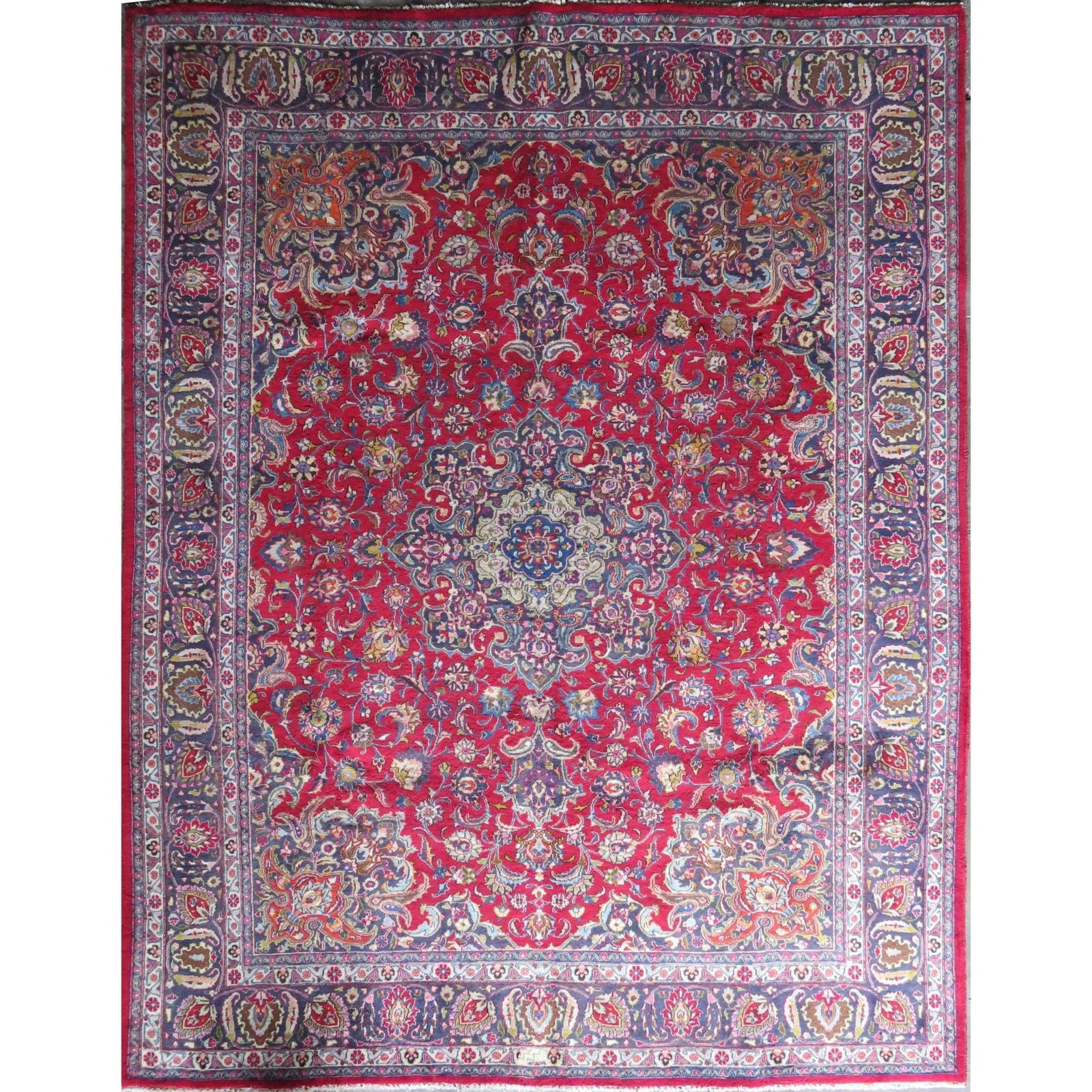 One Of The Kind Hand-Knotted Persian Wool Rug _ Luxurious Vintage Design, 12'8" x 9'4", Artisan: Hand-Knotted Persian Wool Rug _ Luxurious Vintage Design, 12'8" x 9'4", Artisan Crafted, Authentic hand-knotted traditional antique vintage Persian rugs, in excellent vintage condition with over 60 ye