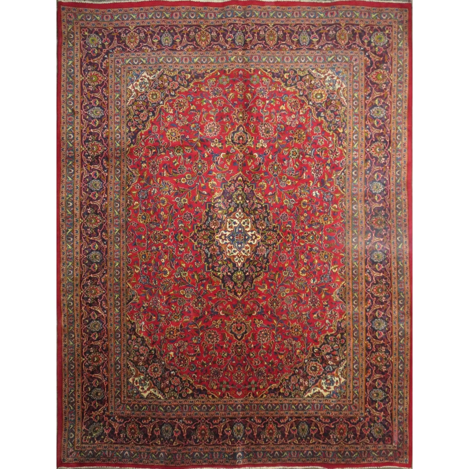 One Of The Kind Hand-Knotted Persian Wool Rug _ Luxurious Vintage Design, 12'5" x 9'5", Artisan: Hand-Knotted Persian Wool Rug _ Luxurious Vintage Design, 12'5" x 9'5", Artisan Crafted, Authentic hand-knotted traditional antique vintage Persian rugs, in excellent vintage condition with over 60 ye