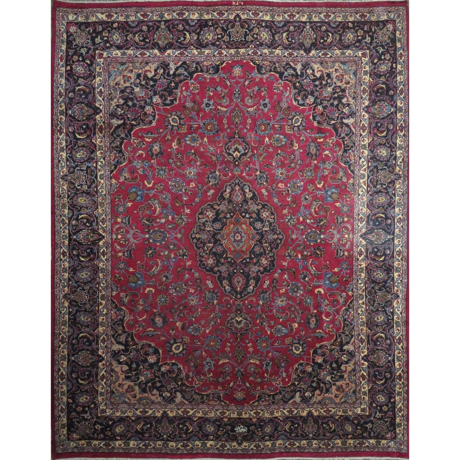 One Of The Kind Hand-Knotted Persian Wool Rug _ Luxurious Vintage Design, 12'1" x 9'5", Artisan