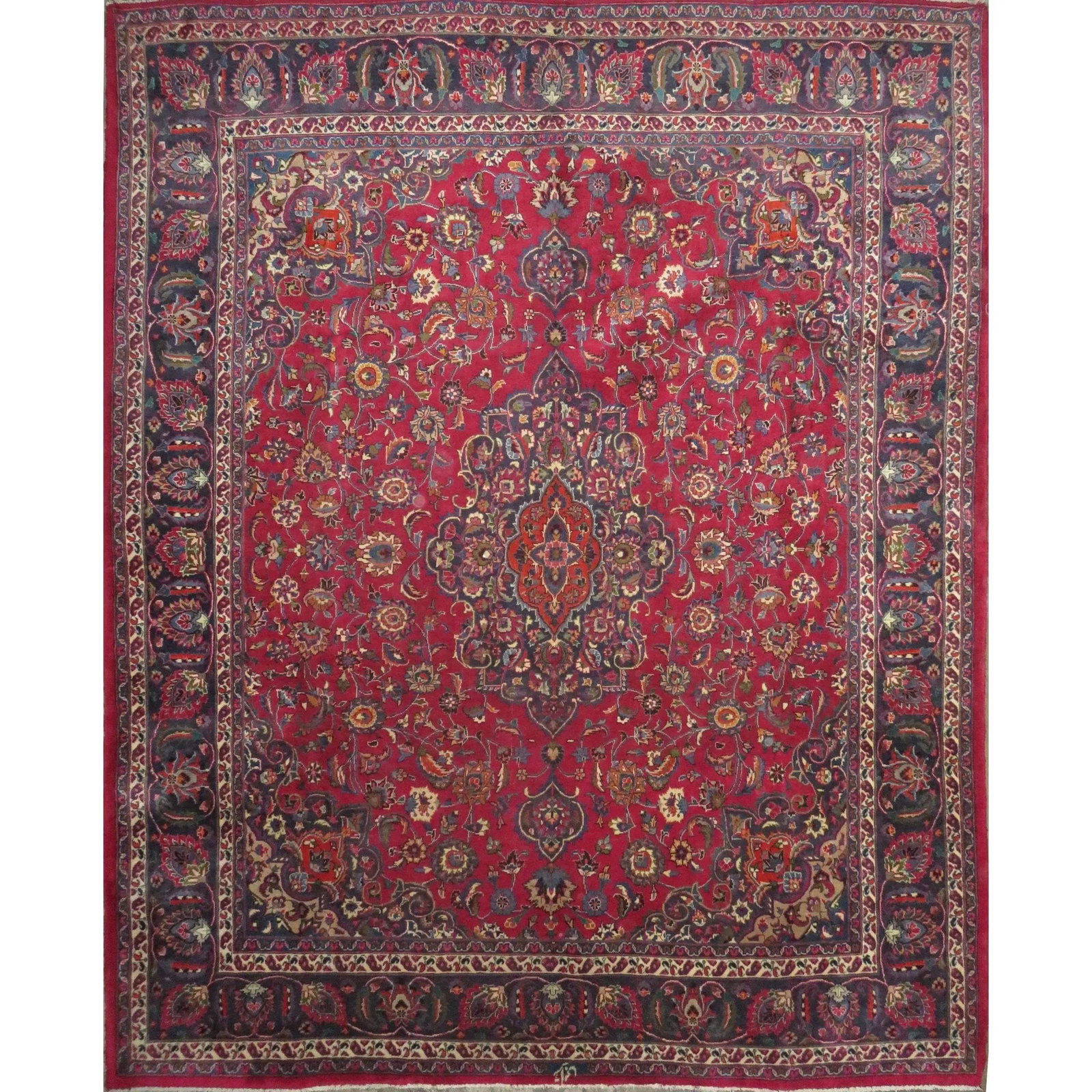 One Of The Kind Hand-Knotted Persian Wool Rug _ Luxurious Vintage Design, 11'6" x 9'4", Artisan: Hand-Knotted Persian Wool Rug _ Luxurious Vintage Design, 11'6" x 9'4", Artisan Crafted, Authentic hand-knotted traditional antique vintage Persian rugs, in excellent vintage condition with over 60 ye