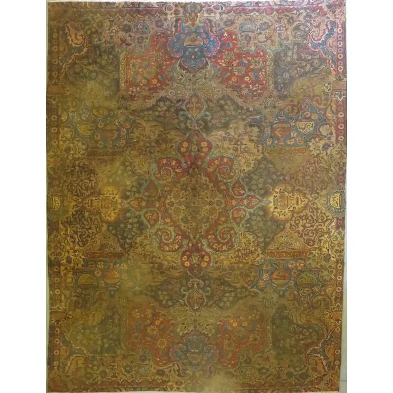 One Of The Kind Hand-Knotted Persian Wool Rug _ Luxurious Vintage Design, 9'0" x 5'9", Artisan: Hand-Knotted Persian Wool Rug _ Luxurious Vintage Design, 9'0" x 5'9", Artisan Crafted, Authentic hand-knotted traditional antique vintage Persian rugs, in excellent vintage condition with over 60 yea