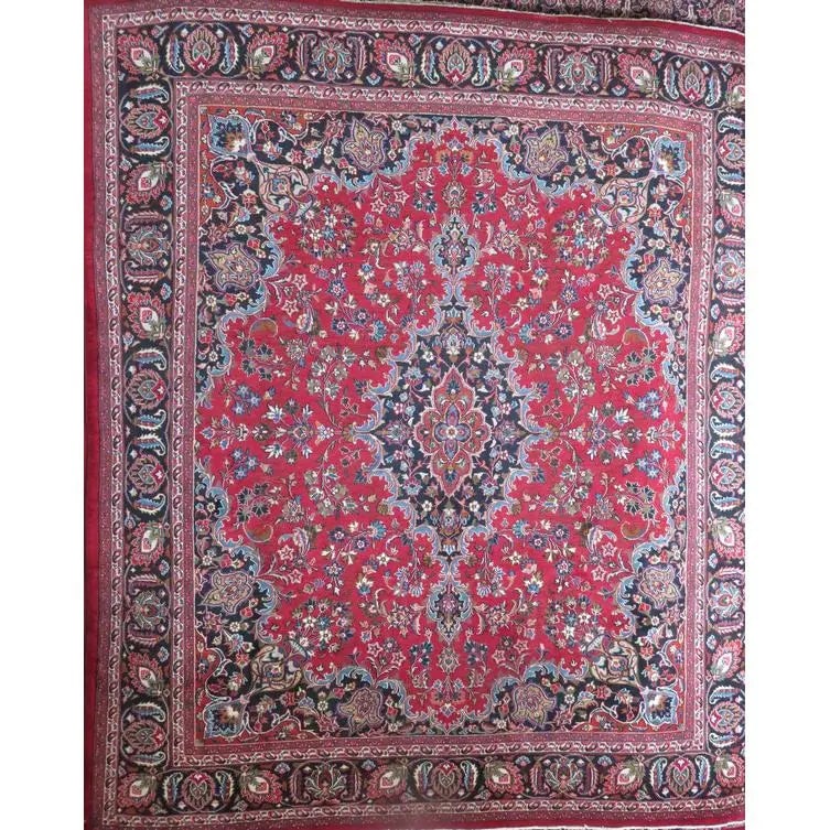 One Of The Kind Hand-Knotted Persian Wool Rug _ Luxurious Vintage Design, 13'5" x 10'0", Artisan: Hand-Knotted Persian Wool Rug _ Luxurious Vintage Design, 13'5" x 10'0", Artisan Crafted, Authentic hand-knotted traditional antique vintage Persian rugs, in excellent vintage condition with over 60 y