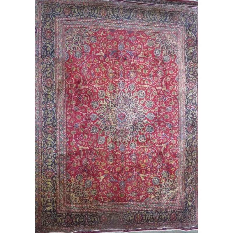 One Of The Kind Hand-Knotted Persian Wool Rug _ Luxurious Vintage Design, 12'6" x 9'6", Artisan (1 of 1)