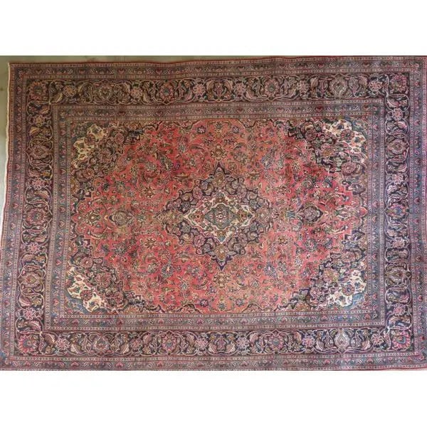 One Of The Kind Hand-Knotted Persian Wool Rug _ Luxurious Vintage Design, 12'10" x 9'0", Artisan (1 of 1)