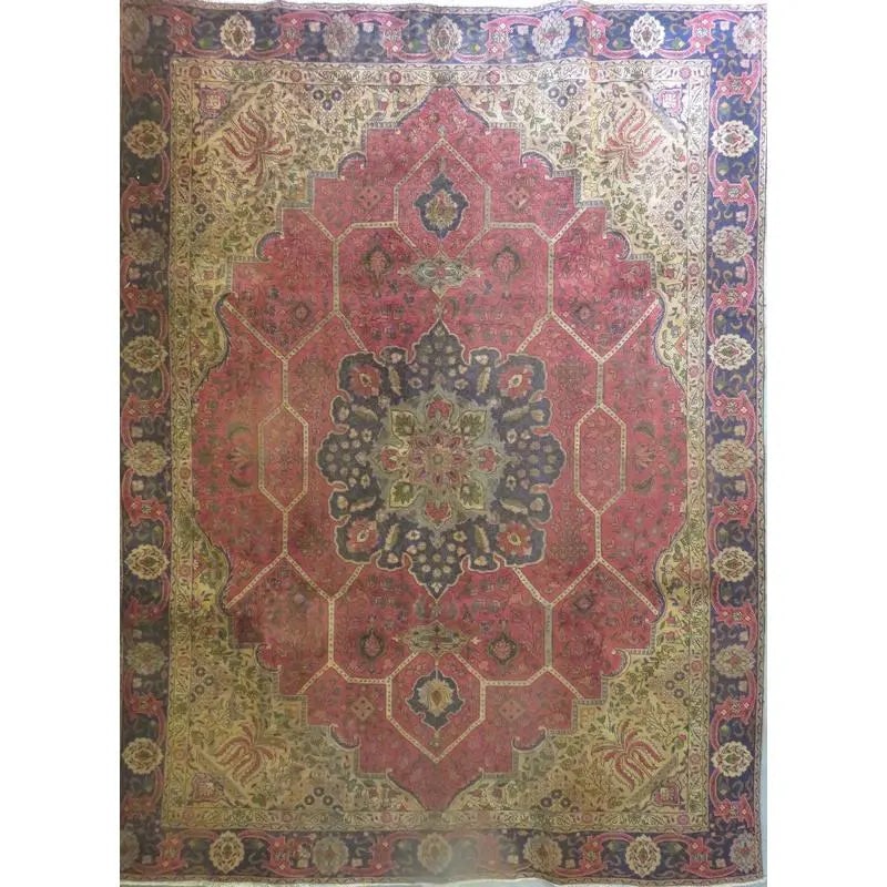 One Of The Kind Hand-Knotted Persian Wool Rug _ Luxurious Vintage Design, 11'10" x 8'10", Artisan: Hand-Knotted Persian Wool Rug _ Luxurious Vintage Design, 11'10" x 8'10", Artisan Crafted, Authentic hand-knotted traditional antique vintage Persian rugs, in excellent vintage condition with over 60 
