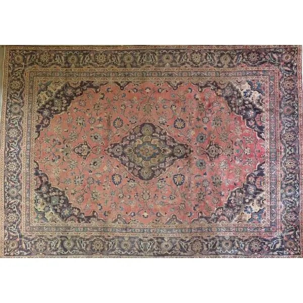 One Of The Kind Hand-Knotted Persian Wool Rug _ Luxurious Vintage Design, 10'1" x 7'1", Artisan