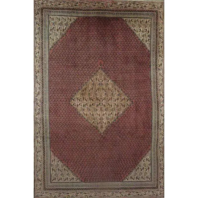 One Of The Kind Hand-Knotted Persian Wool Rug _ Luxurious Vintage Design, 10'10" x 7'7", Artisan: Hand-Knotted Persian Wool Rug _ Luxurious Vintage Design, 10'10" x 7'7", Artisan Crafted, Authentic hand-knotted traditional antique vintage Persian rugs, in excellent vintage condition with over 60 y