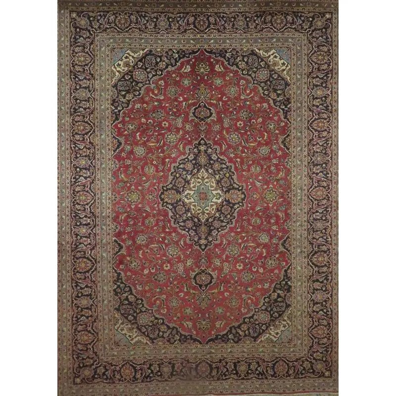 One Of The Kind Hand-Knotted Persian Wool Rug _ Luxurious Vintage Design, 10'2" x 4'7", Artisan
