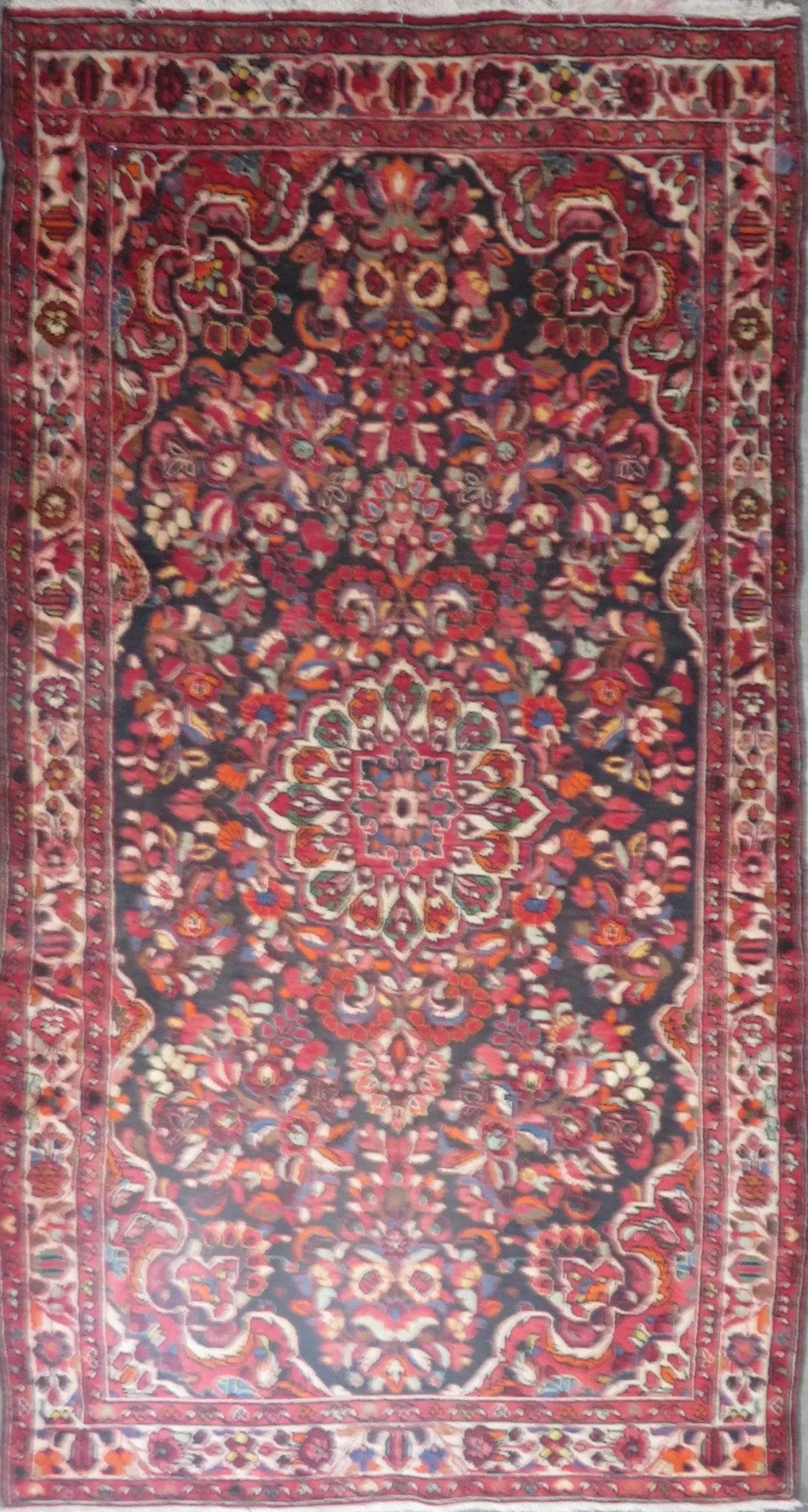 One Of The Kind Hand-Knotted Persian Wool Rug _ Luxurious Vintage Design, 9'8" x 5'1", Artisan