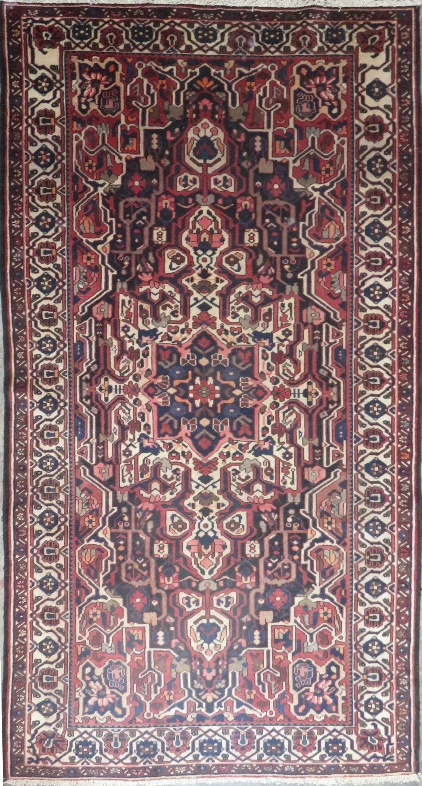 One Of The Kind Hand-Knotted Persian Wool Rug _ Luxurious Vintage Design, 9'3" x 5'1", Artisan