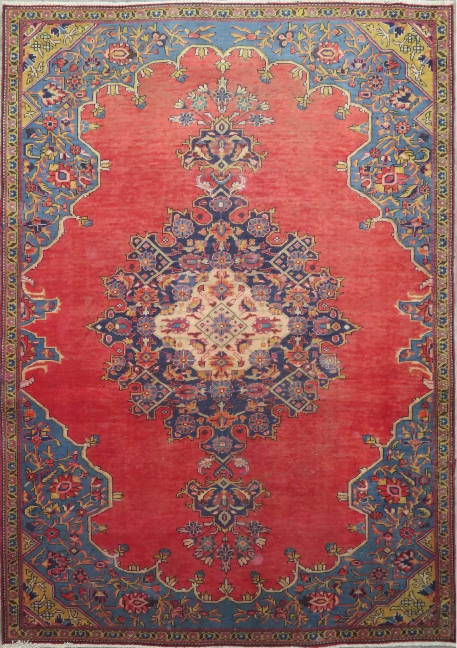 One Of The Kind Hand-Knotted Persian Wool Rug _ Luxurious Vintage Design, 7'9" x 5'5", Artisan (1 of 1)