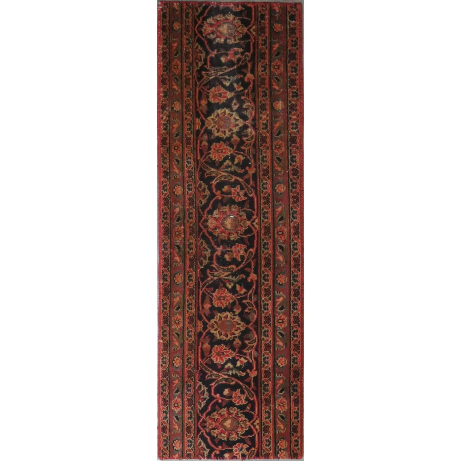 One Of The Kind Hand-Knotted Persian Wool Rug _ Luxurious Vintage Design, 5'0" x 1'0", Artisan