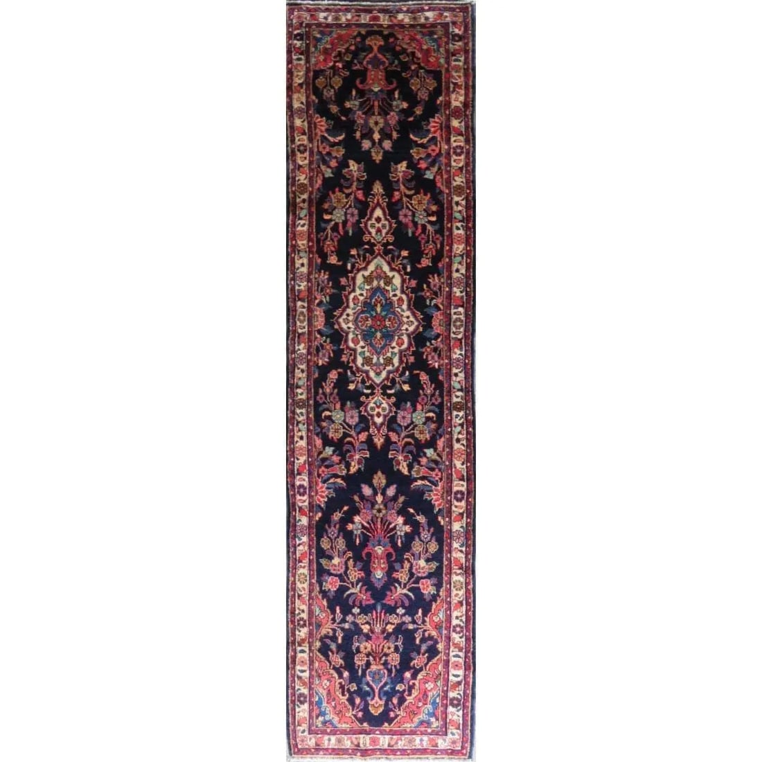 One Of The Kind Hand-Knotted Persian Wool Rug _ Luxurious Vintage Design, 11'4" x 2'6", Artisan: Hand-Knotted Persian Wool Rug _ Luxurious Vintage Design, 11'4" x 2'6", Artisan Crafted, Authentic hand-knotted traditional antique vintage Persian rugs, in excellent vintage condition with over 60 ye