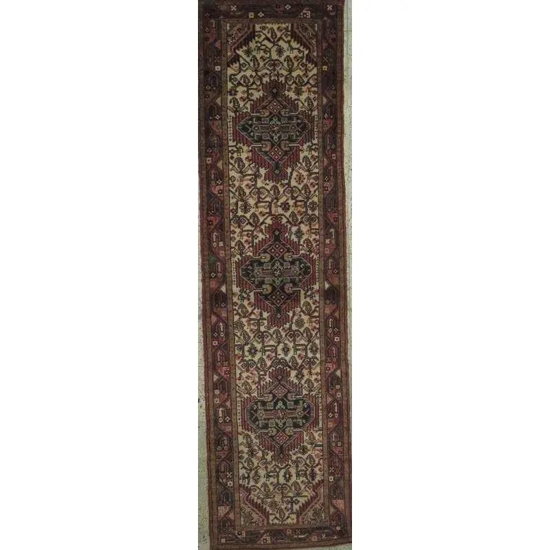 One Of The Kind Hand-Knotted Persian Wool Rug _ Luxurious Vintage Design, 10'5" x 2'6", Artisan: Hand-Knotted Persian Wool Rug _ Luxurious Vintage Design, 10'5" x 2'6", Artisan Crafted, Authentic hand-knotted traditional antique vintage Persian rugs, in excellent vintage condition with over 60 ye