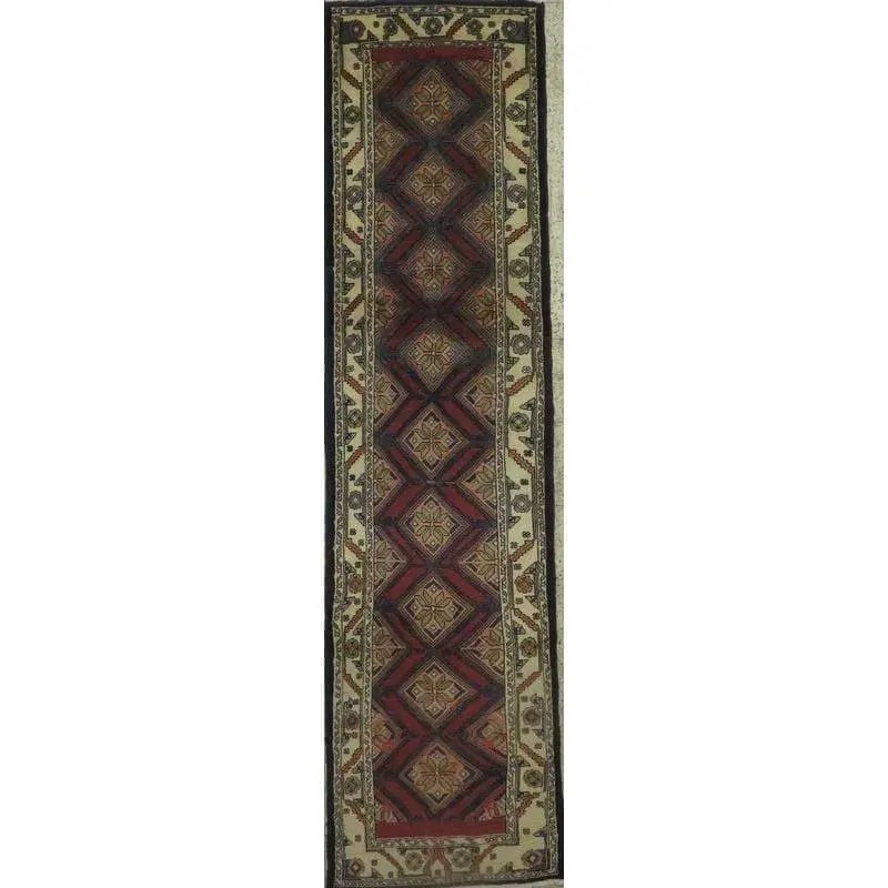 One Of The Kind Hand-Knotted Persian Wool Rug _ Luxurious Vintage Design, 10'5" x 2'6", Artisan: Hand-Knotted Persian Wool Rug _ Luxurious Vintage Design, 10'5" x 2'6", Artisan Crafted, Authentic hand-knotted traditional antique vintage Persian rugs, in excellent vintage condition with over 60 ye