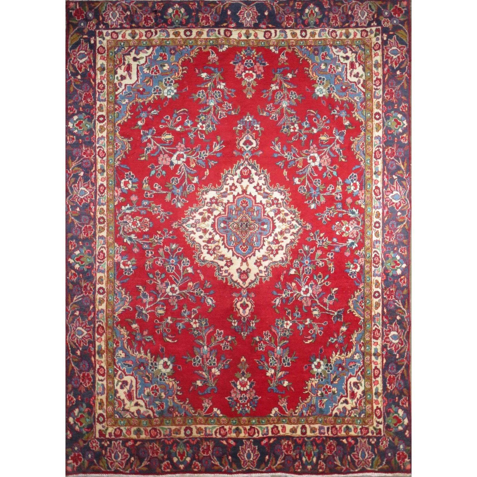 One Of The Kind Hand-Knotted Persian Wool Rug _ Luxurious Vintage Design, 10'1" x 7'1", Artisan: Hand-Knotted Persian Wool Rug _ Luxurious Vintage Design, 10'1" x 7'1", Artisan Crafted, Authentic hand-knotted traditional antique vintage Persian rugs, in excellent vintage condition with over 60 ye