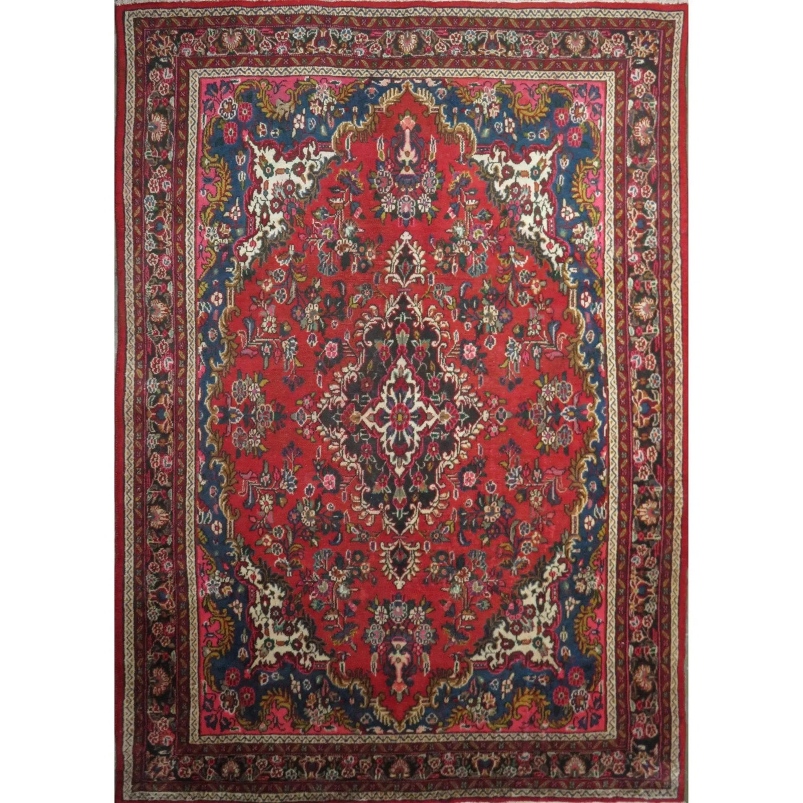 One Of The Kind Hand-Knotted Persian Wool Rug _ Luxurious Vintage Design, 10'0" x 6'0", Artisan: Hand-Knotted Persian Wool Rug _ Luxurious Vintage Design, 10'0" x 6'0", Artisan Crafted, Authentic hand-knotted traditional antique vintage Persian rugs, in excellent vintage condition with over 60 ye