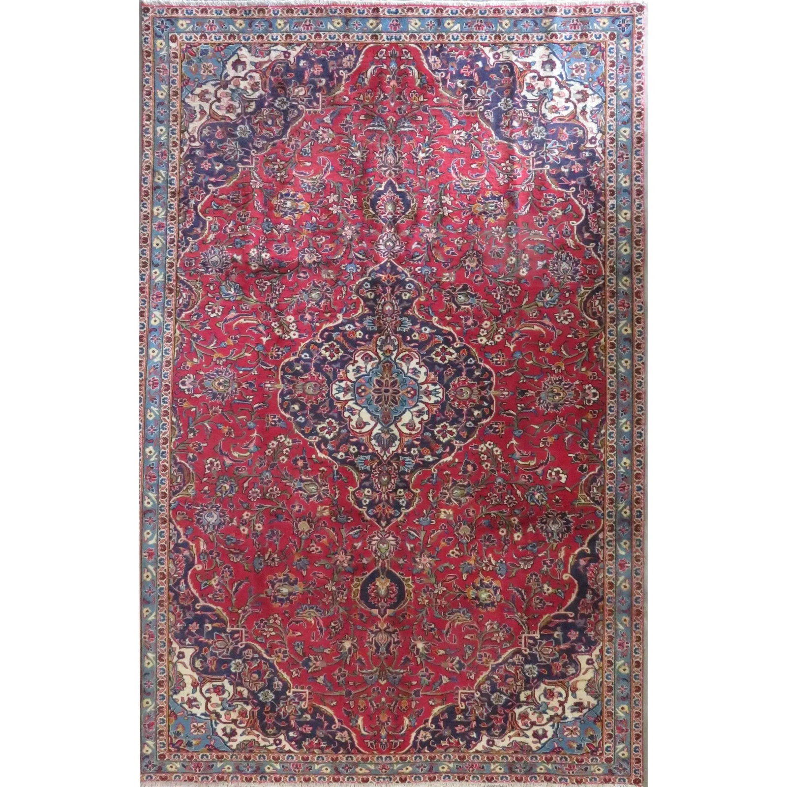 One Of The Kind Hand-Knotted Persian Wool Rug _ Luxurious Vintage Design, 10'7" X 6'7", Artisan: Hand-Knotted Persian Wool Rug _ Luxurious Vintage Design, 10'7" X 6'7", Artisan Crafted, Authentic hand-knotted traditional antique vintage Persian rugs, in excellent vintage condition with over 60 ye