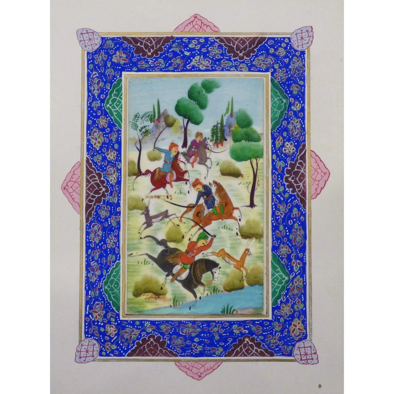 Persian Miniature Handmade With Unique Design And Colorful Authentic Art 7" X 9.5" Abcpm0145