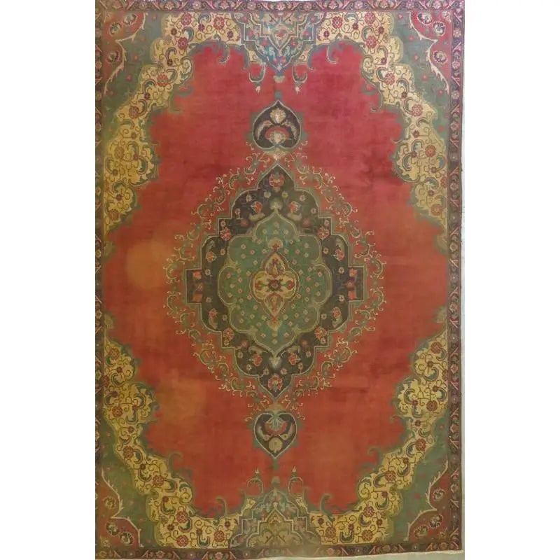 One Of The Kind Hand-Knotted Persian Wool Rug _ Luxurious Vintage Design, 9'7" x 5'9", Artisan: Hand-Knotted Persian Wool Rug _ Luxurious Vintage Design, 9'7" x 5'9", Artisan Crafted, Authentic hand-knotted traditional antique vintage Persian rugs, in excellent vintage condition with over 60 yea