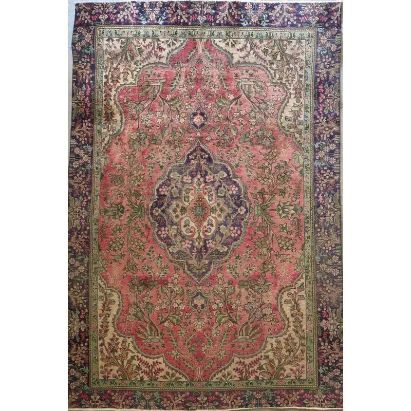 One Of The Kind Hand-Knotted Persian Wool Rug _ Luxurious Vintage Design, 7'5" x 4'10", Artisan: Hand-Knotted Persian Wool Rug _ Luxurious Vintage Design, 7'5" x 4'10", Artisan Crafted, Authentic hand-knotted traditional antique vintage Persian rugs, in excellent vintage condition with over 60 ye
