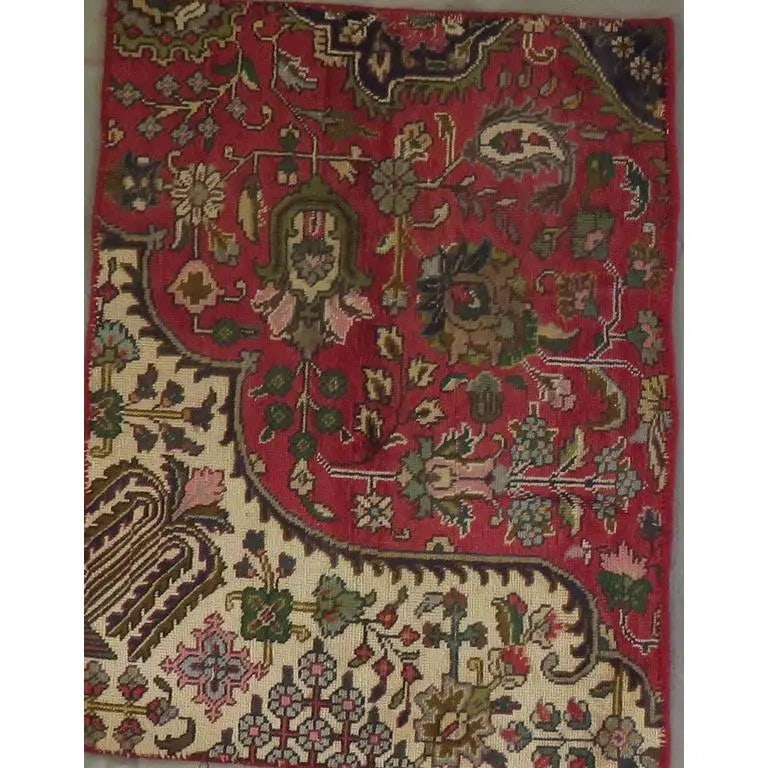 One Of The Kind Hand-Knotted Persian Wool Rug _ Luxurious Vintage Design, 4'5" x 3'4", Artisan: Hand-Knotted Persian Wool Rug _ Luxurious Vintage Design, 4'5" x 3'4", Artisan Crafted, Authentic hand-knotted traditional antique vintage Persian rugs, in excellent vintage condition with over 60 yea