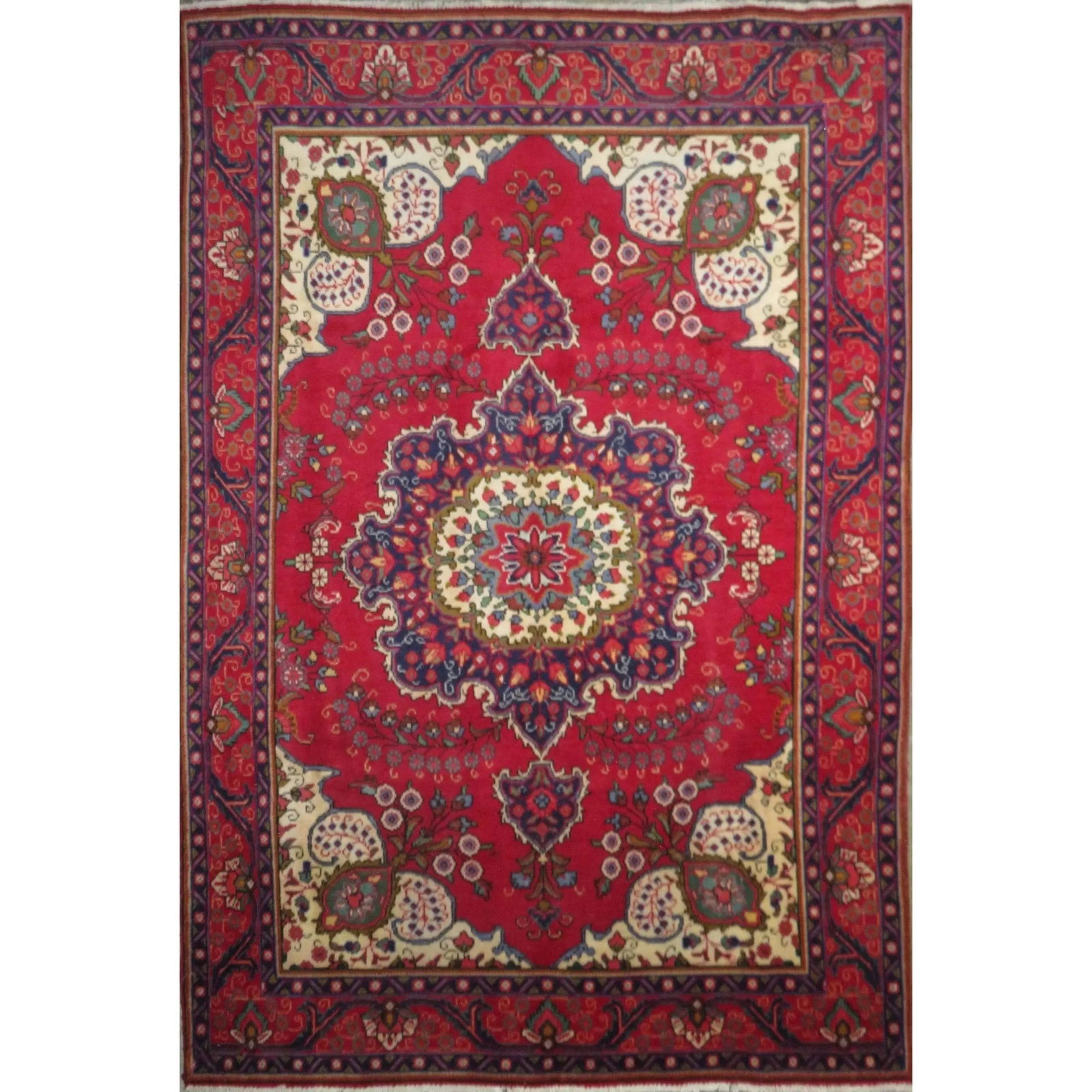 One Of The Kind Hand-Knotted Persian Wool Rug _ Luxurious Vintage Design, 10'0" x 6'6", Artisan: Hand-Knotted Persian Wool Rug _ Luxurious Vintage Design, 10'0" x 6'6", Artisan Crafted, Authentic hand-knotted traditional antique vintage Persian rugs, in excellent vintage condition with over 60 ye