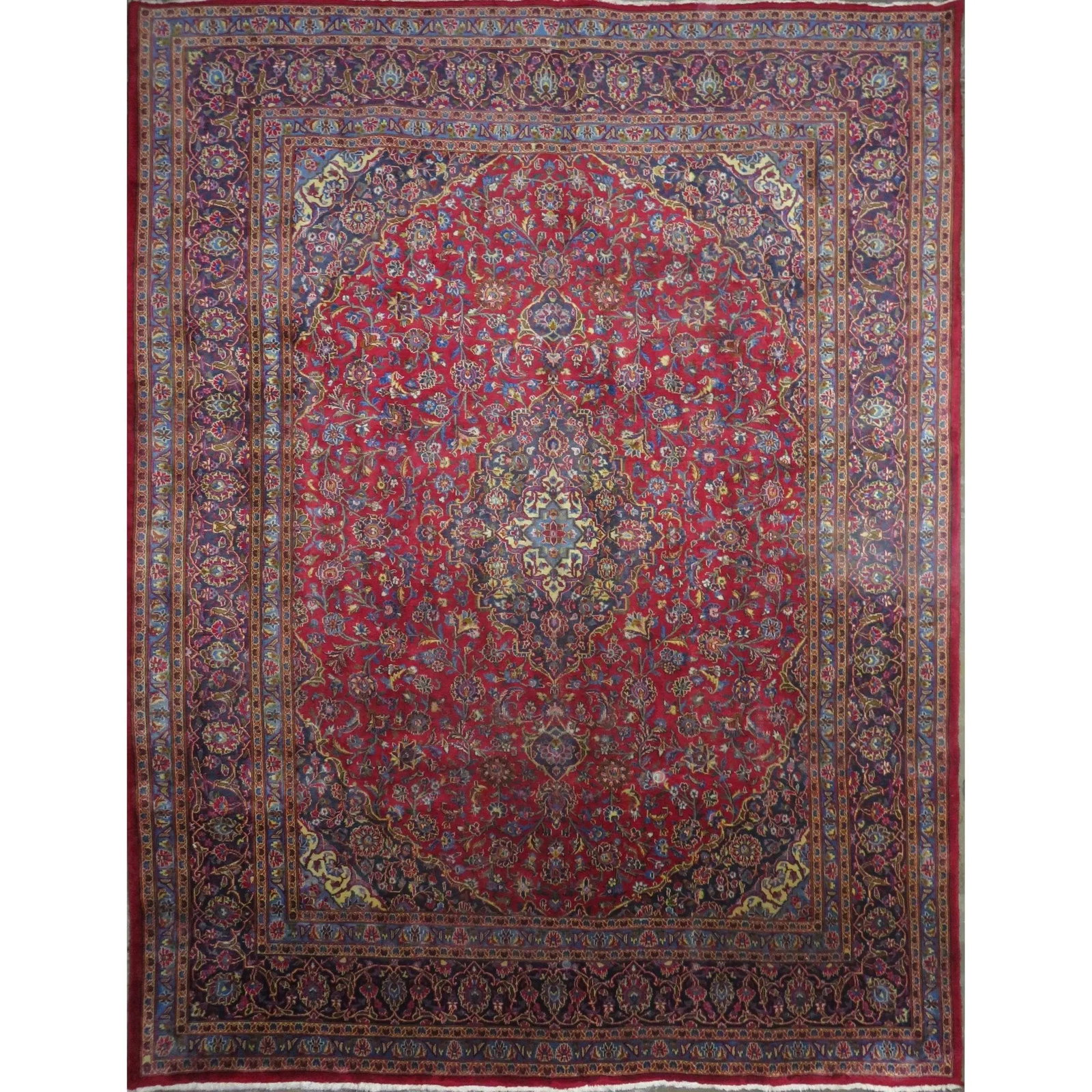 One Of The Kind Hand-Knotted Persian Wool Rug _ Luxurious Vintage Design, 9'3" x 7'7", Artisan (1 of 1)