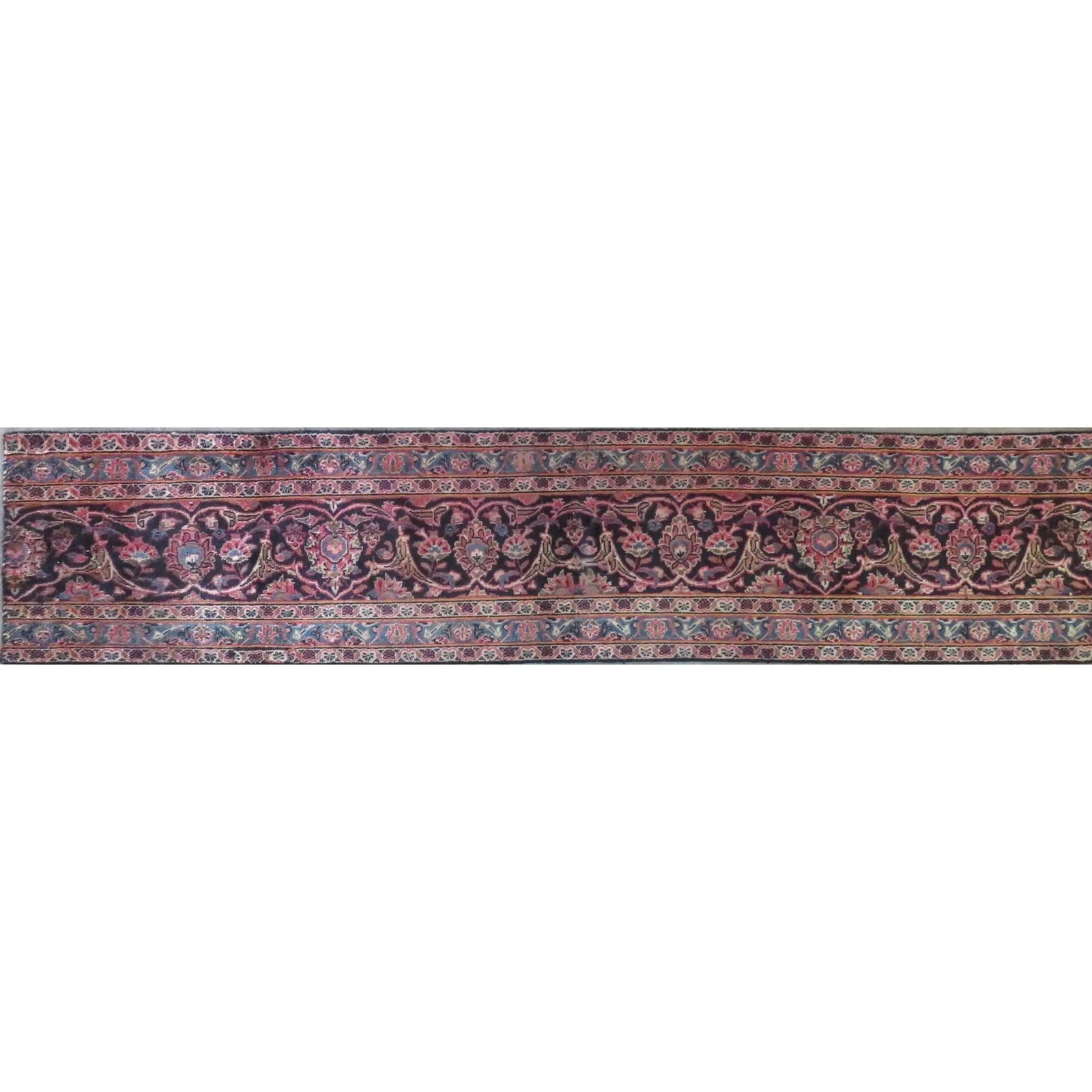 One Of The Kind Hand-Knotted Persian Wool Rug _ Luxurious Vintage Design, 8'5" x 1'6", Artisan: Hand-Knotted Persian Wool Rug _ Luxurious Vintage Design, 8'5" x 1'6", Artisan Crafted, Authentic hand-knotted traditional antique vintage Persian rugs, in excellent vintage condition with over 60 yea
