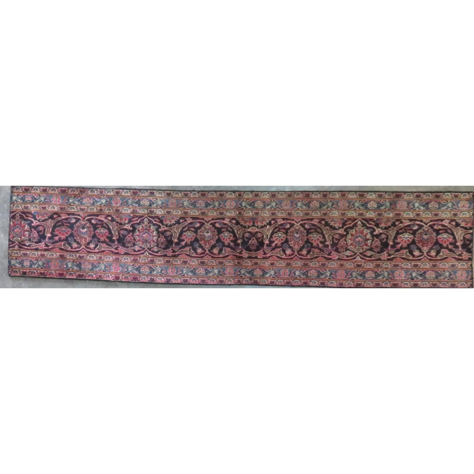 One Of The Kind Hand-Knotted Persian Wool Rug _ Luxurious Vintage Design, 8'2" x 1'6", Artisan: Hand-Knotted Persian Wool Rug _ Luxurious Vintage Design, 8'2" x 1'6", Artisan Crafted, Authentic hand-knotted traditional antique vintage Persian rugs, in excellent vintage condition with over 60 yea