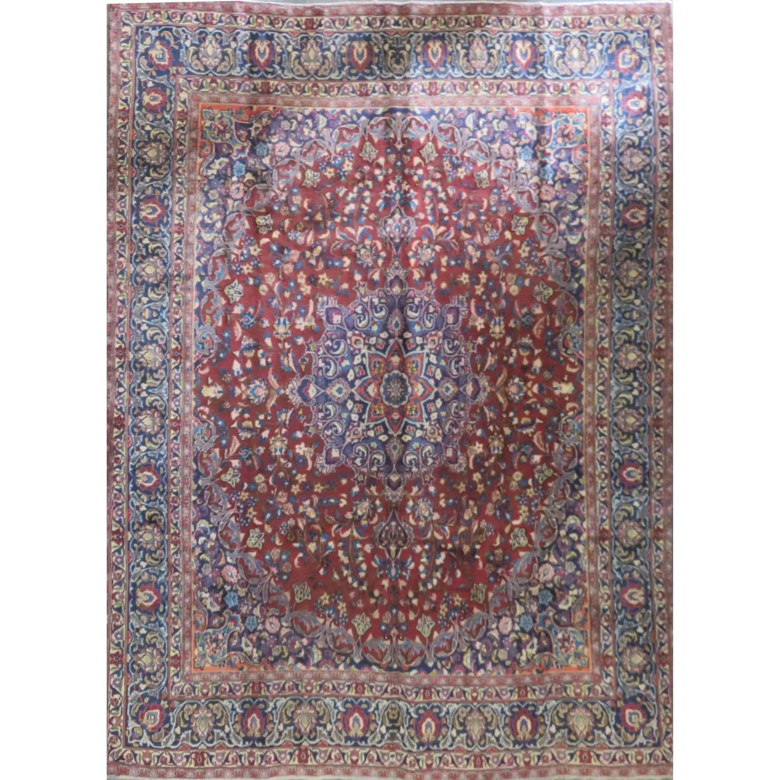 One Of The Kind Hand-Knotted Persian Wool Rug _ Luxurious Vintage Design, 12'0" x 9'1", Artisan: Hand-Knotted Persian Wool Rug _ Luxurious Vintage Design, 12'0" x 9'1", Artisan Crafted, Authentic hand-knotted traditional antique vintage Persian rugs, in excellent vintage condition with over 60 ye