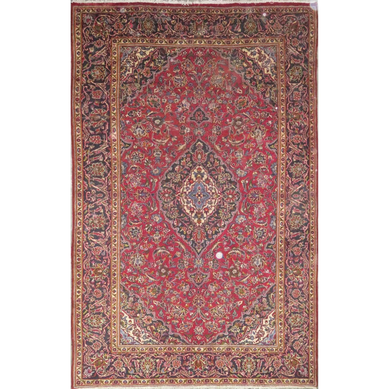 One Of The Kind Hand-Knotted Persian Wool Rug _ Luxurious Vintage Design, 10'2" x 6'3", Artisan: Hand-Knotted Persian Wool Rug _ Luxurious Vintage Design, 10'2" x 6'3", Artisan Crafted, Authentic hand-knotted traditional antique vintage Persian rugs, in excellent vintage condition with over 60 ye