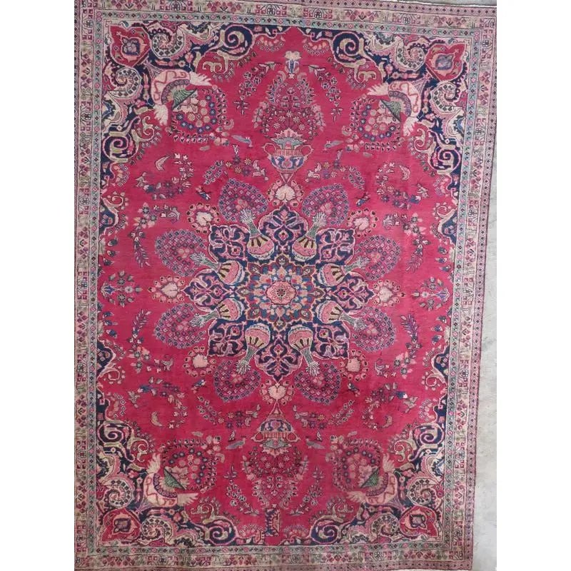 One Of The Kind Hand-Knotted Persian Wool Rug _ Luxurious Vintage Design, 8'10" x 3'1", Artisan: Hand-Knotted Persian Wool Rug _ Luxurious Vintage Design, 8'10" x 3'1", Artisan Crafted, Authentic hand-knotted traditional antique vintage Persian rugs, in excellent vintage condition with over 60 ye