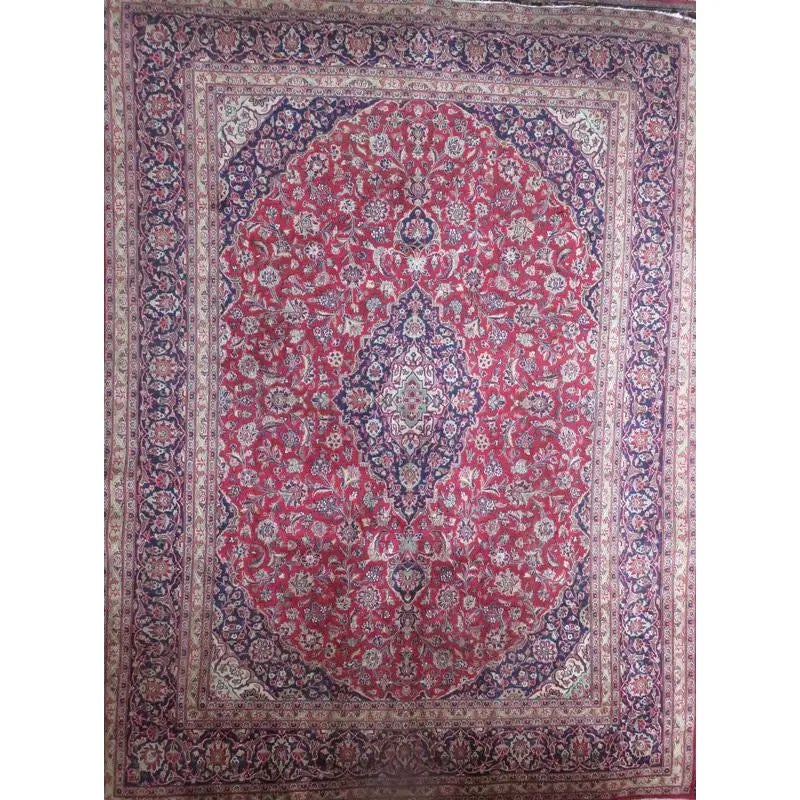 One Of The Kind Hand-Knotted Persian Wool Rug _ Luxurious Vintage Design, 12'8" x 9'10", Artisan: Hand-Knotted Persian Wool Rug _ Luxurious Vintage Design, 12'8" x 9'10", Artisan Crafted, Authentic hand-knotted traditional antique vintage Persian rugs, in excellent vintage condition with over 60 y