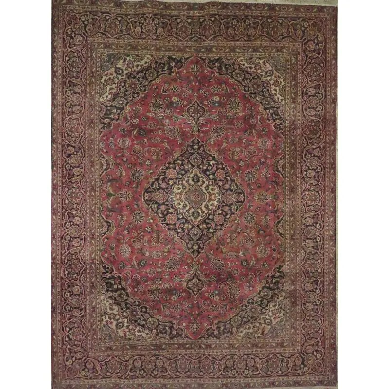 One Of The Kind Hand-Knotted Persian Wool Rug _ Luxurious Vintage Design, 11'10" x 7'9", Artisan: Hand-Knotted Persian Wool Rug _ Luxurious Vintage Design, 11'10" x 7'9", Artisan Crafted, Authentic hand-knotted traditional antique vintage Persian rugs, in excellent vintage condition with over 60 y