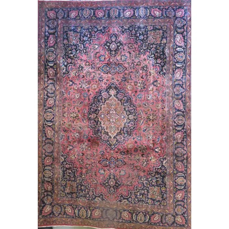 One Of The Kind Hand-Knotted Persian Wool Rug _ Luxurious Vintage Design, 9'11" x 7'4", Artisan: Hand-Knotted Persian Wool Rug _ Luxurious Vintage Design, 9'11" x 7'4", Artisan Crafted, Authentic hand-knotted traditional antique vintage Persian rugs, in excellent vintage condition with over 60 ye