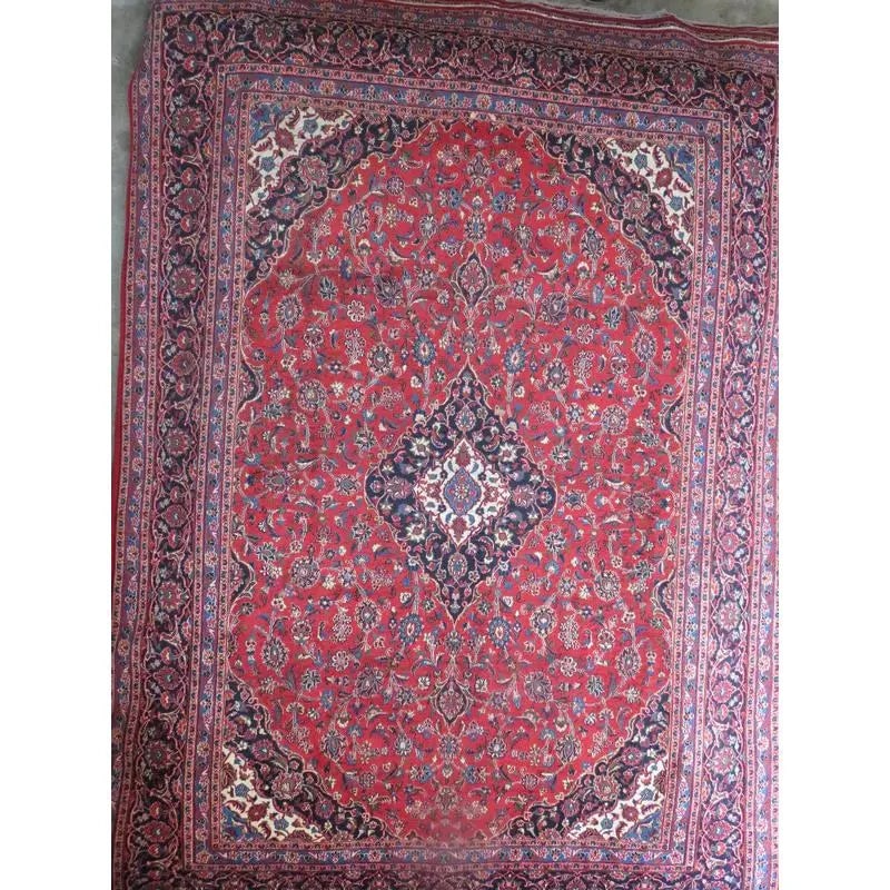 One Of The Kind Hand-Knotted Persian Wool Rug _ Luxurious Vintage Design, 10'4" x 6'7", Artisan: Hand-Knotted Persian Wool Rug _ Luxurious Vintage Design, 10'4" x 6'7", Artisan Crafted, Authentic hand-knotted traditional antique vintage Persian rugs, in excellent vintage condition with over 60 ye