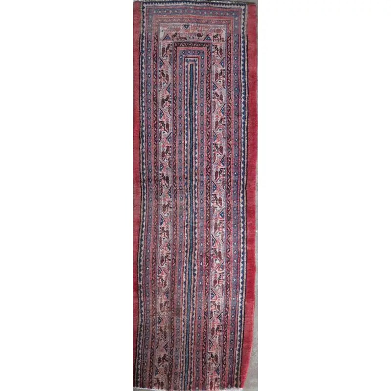 One Of The Kind Hand-Knotted Persian Wool Rug _ Luxurious Vintage Design, 8'9" x 2'4", Artisan: Hand-Knotted Persian Wool Rug _ Luxurious Vintage Design, 8'9" x 2'4", Artisan Crafted, Authentic hand-knotted traditional antique vintage Persian rugs, in excellent vintage condition with over 60 yea
