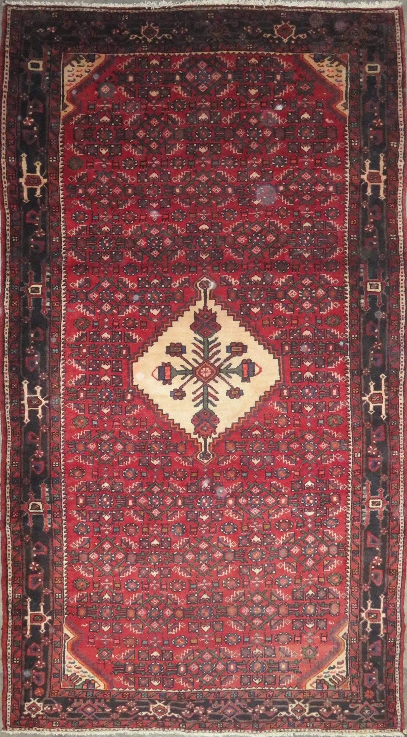 One Of The Kind Hand-Knotted Persian Wool Rug _ Luxurious Vintage Design, 9'8" x 5'4", Artisan (1 of 1)