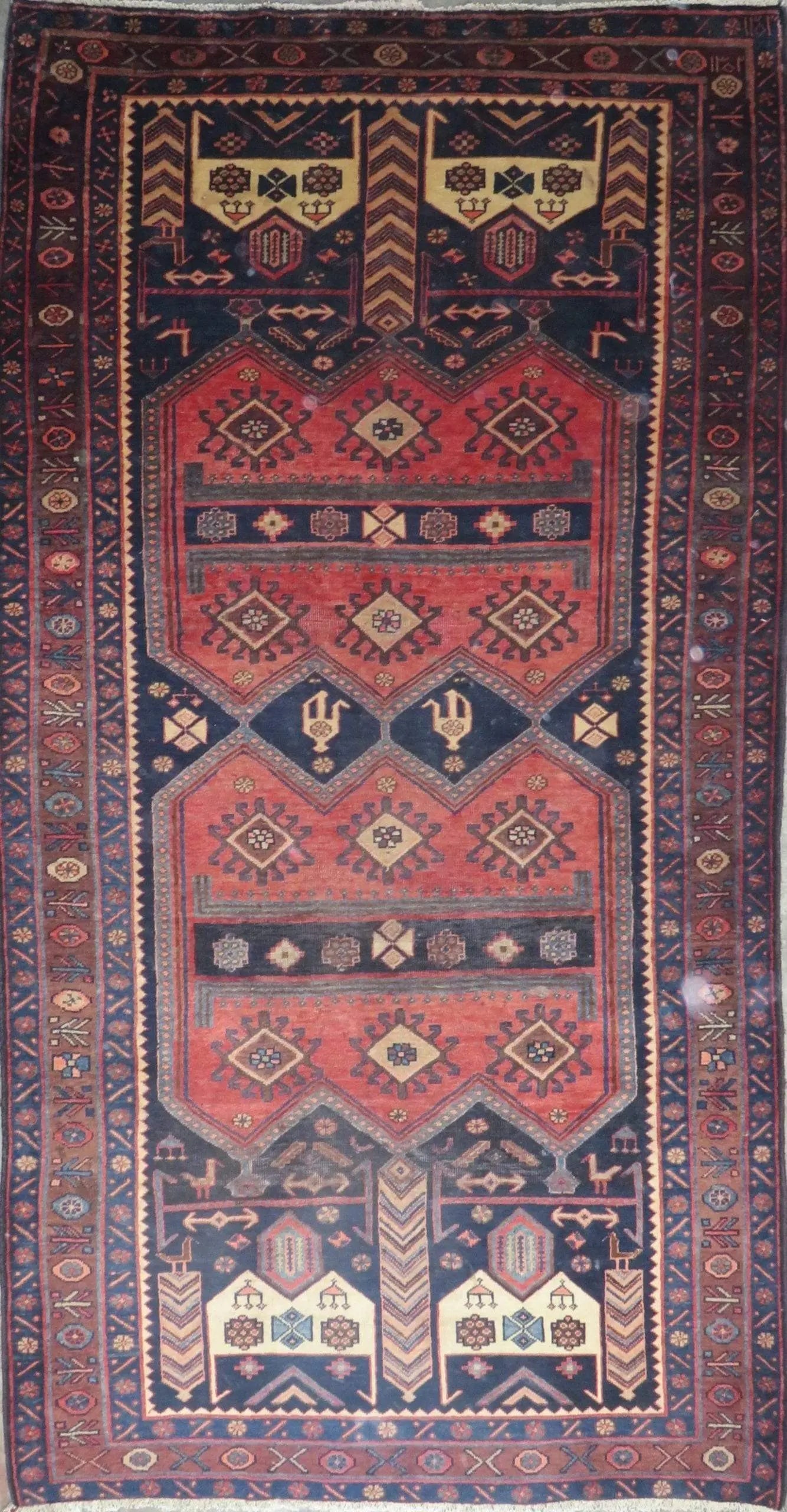 One Of The Kind Hand-Knotted Persian Wool Rug _ Luxurious Vintage Design, 9'6" x 5'1", Artisan (1 of 1)